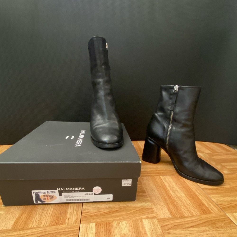 Halmanera Italian black leather boots, size 40